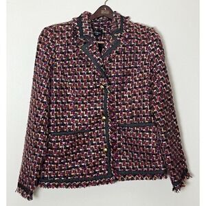 Vintage Tweed Blazer Women's Large Multicolor Romantic Academia French Girly‎